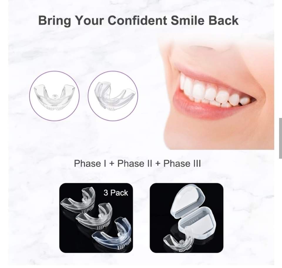 Bright Smile 3 Piece Tooth Orthodontic Appliance, Professional Alignment Brace Mouthpiece Teeth Retainer for Adult Teeth Care