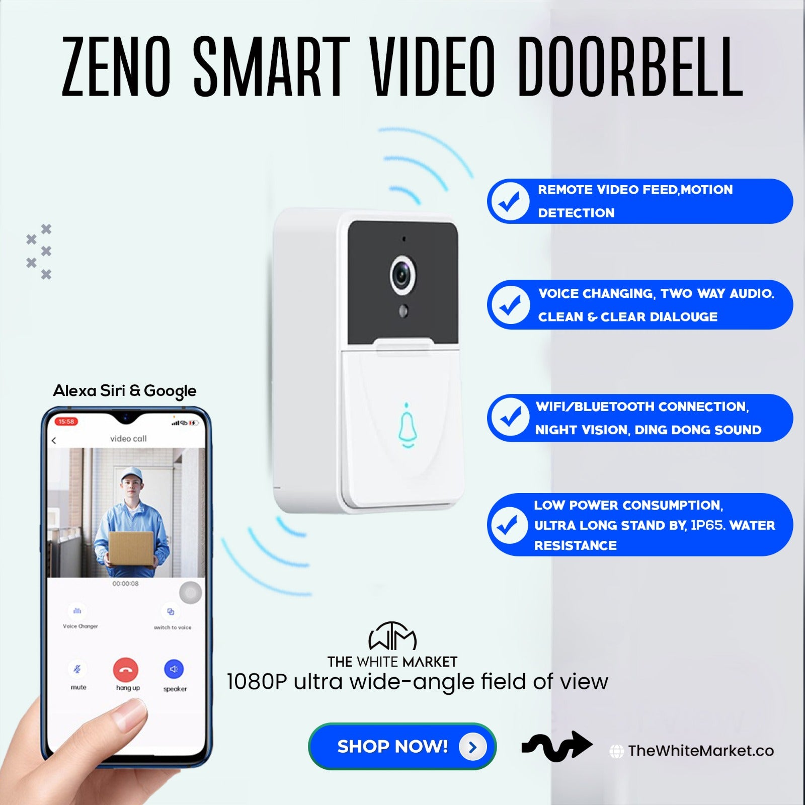 Zeno Smart Video Doorbell/Smart WIFI Doorbell