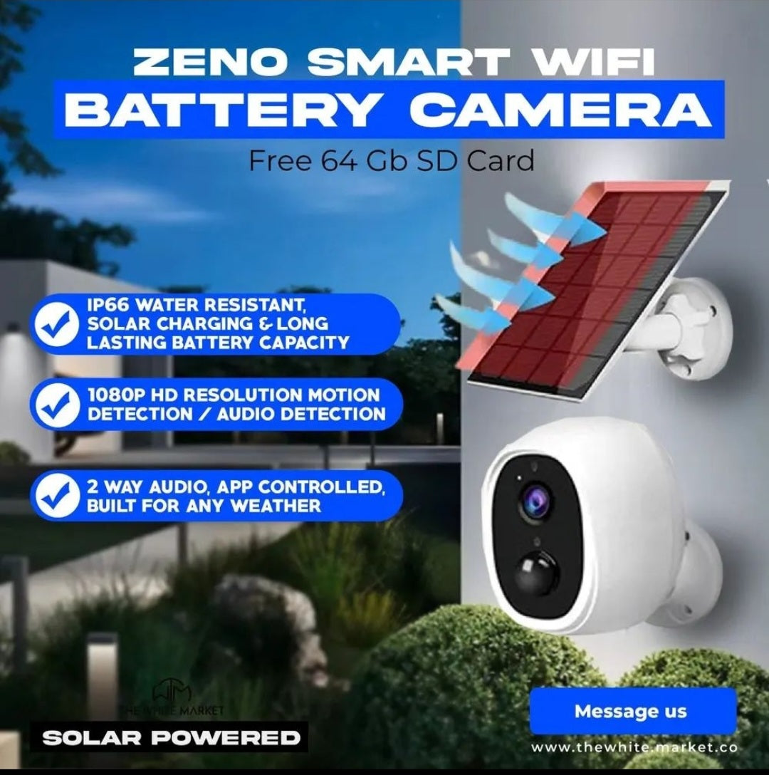 Solar Powered Security Camera, WiFi Controlled, Rechargeable, Waterproof