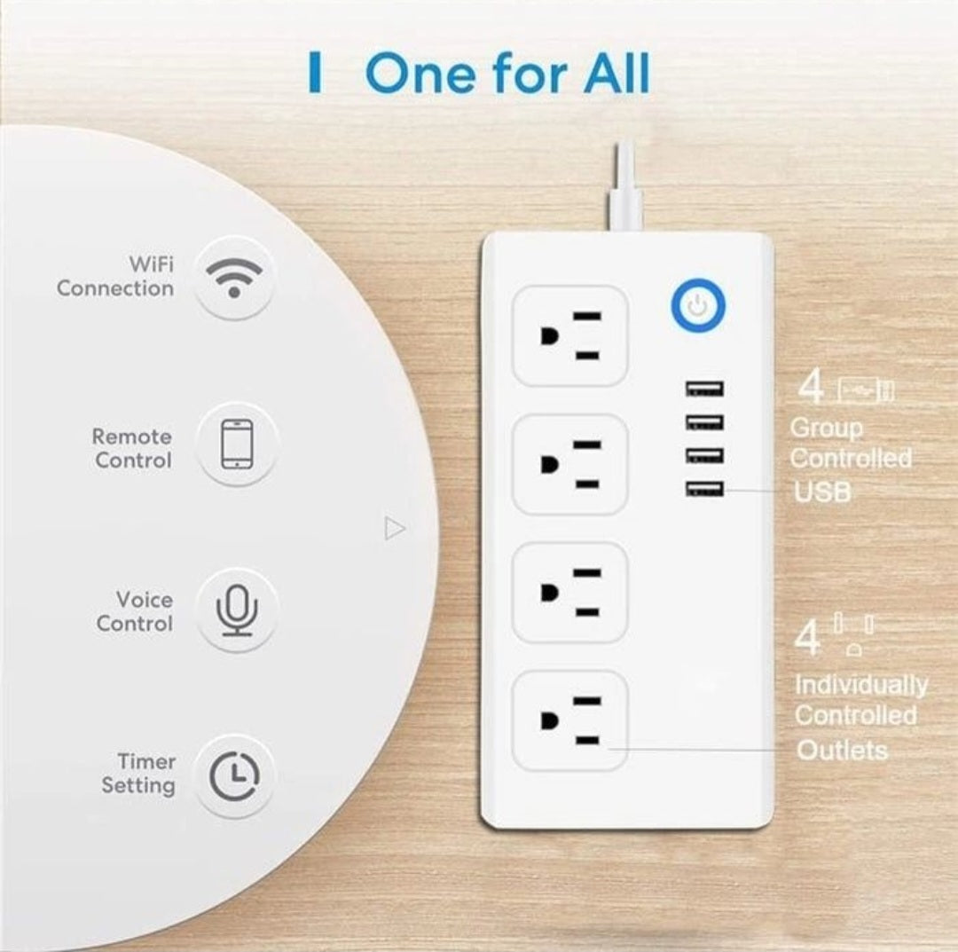 Smart Plug Surge Protector Power Strip With USB Ports, Wireless 2.4GHz Connectivity, App Controlled, Safe & Secure